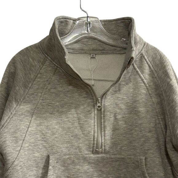 Unbranded Women's M Gray Half Zip Pullover Sweatshirt Kangaroo Pocket - Picture 5 of 13